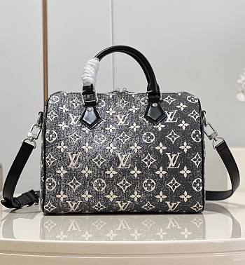 Louis Vuitton Grey Monogram Denim Speedy Bandoulière 25 Bag