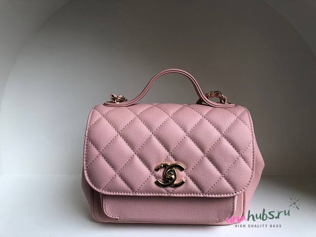 Chanel Business Affinity Pink Caviar Leather Bag - 1
