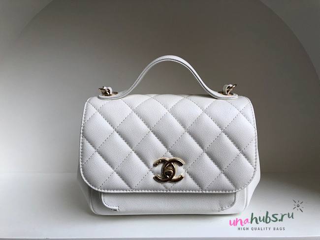 Chanel Business Affinity White Caviar Leather Bag - 1