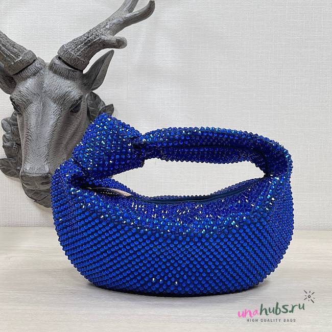 Bottega Veneta Blue Glitter Rhinestone Knot Handle Bag - 1