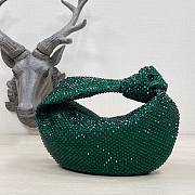 Bottega Veneta Green Glitter Rhinestone Knot Handle Bag - 1