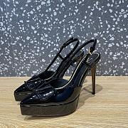 Valentino Garavani VLogo Black Patent Slingback Heels 10cm - 5