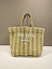 Prada large pink raffia tote bag - 1