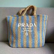 Prada large blue raffia tote bag - 1