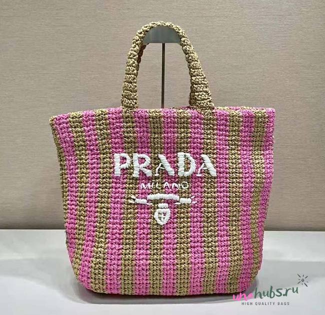 Prada large yellow raffia tote bag - 1