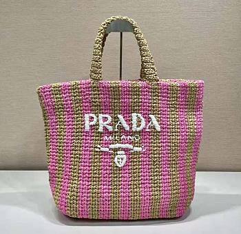 Prada large yellow raffia tote bag