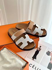 Hermes Chypre white/ brown sandal - 5