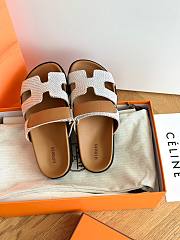 Hermes Chypre white/ brown sandal - 3