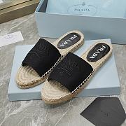 Prada Black Espadrille Slides - 2