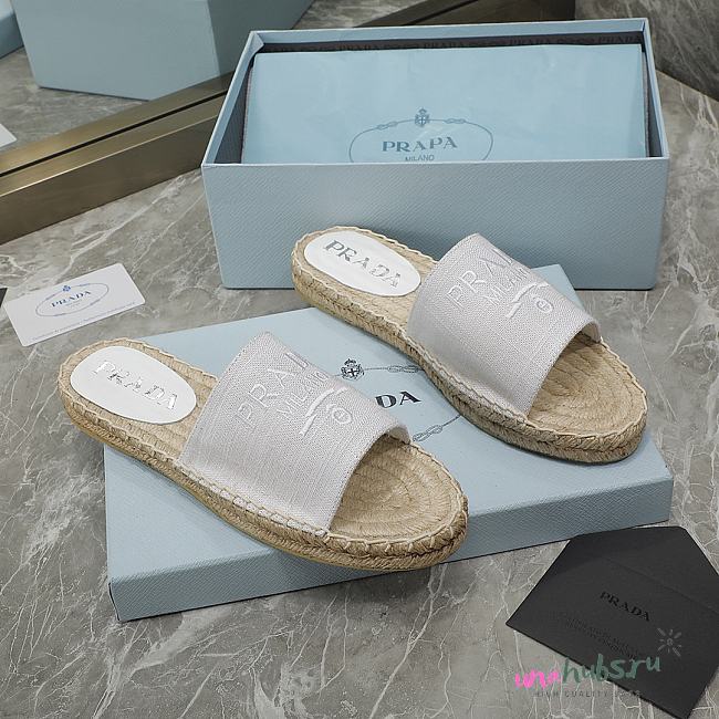 Prada White Espadrille Slides - 1