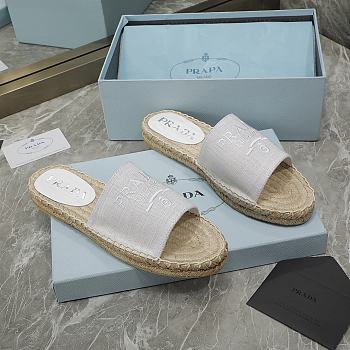 Prada White Espadrille Slides