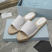 Prada White Espadrille Slides - 6