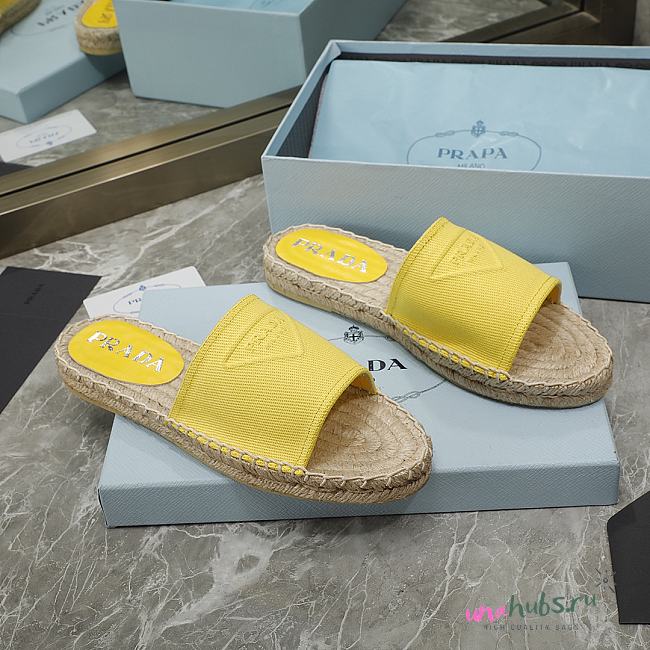 Prada Yellow Espadrille Slides - 1