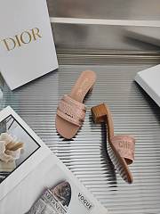 Dior gold tone cotton embroidered sandal heels  - 3