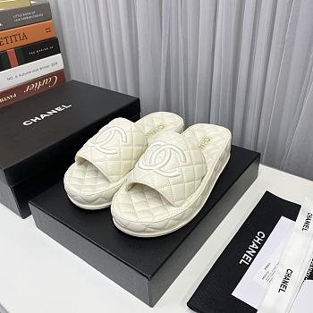Chanel white mules slippers 