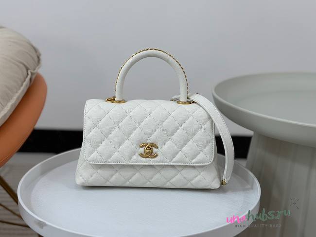 Chanel Coco Handle White Large Caviar Bag - 1