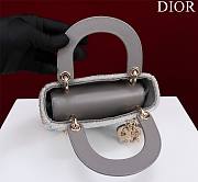 Dior Small Lady Dior Gray Satin with Bead Embroidery Bag - 5