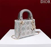 Dior Small Lady Dior Gray Satin with Bead Embroidery Bag - 3