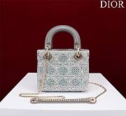 Dior Small Lady Dior Gray Satin with Bead Embroidery Bag - 2