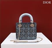 Dior Small Lady Dior Blue Satin with Bead Embroidery Bag - 2