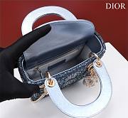 Dior Small Lady Dior Blue Satin with Bead Embroidery Bag - 3