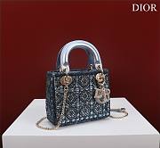 Dior Small Lady Dior Blue Satin with Bead Embroidery Bag - 4