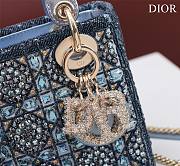 Dior Small Lady Dior Blue Satin with Bead Embroidery Bag - 6