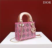 Dior Small Lady Dior Pink Satin with Bead Embroidery Bag - 2