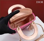 Dior Small Lady Dior Pink Satin with Bead Embroidery Bag - 3