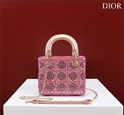 Dior Small Lady Dior Pink Satin with Bead Embroidery Bag - 5