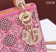 Dior Small Lady Dior Pink Satin with Bead Embroidery Bag - 6