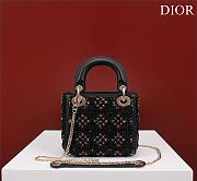 Dior Small Lady Dior Black Satin with Bead Embroidery Bag  - 1