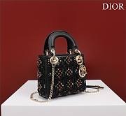 Dior Small Lady Dior Black Satin with Bead Embroidery Bag  - 5