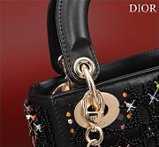 Dior Small Lady Dior Black Satin with Bead Embroidery Bag  - 4