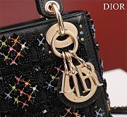 Dior Small Lady Dior Black Satin with Bead Embroidery Bag  - 2