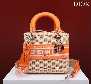 Dior lady raffia medium orange bag