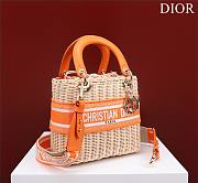 Dior lady raffia medium orange bag - 3