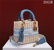 Dior lady raffia medium blue bag - 6