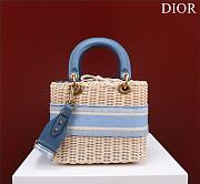 Dior lady raffia medium blue bag - 4