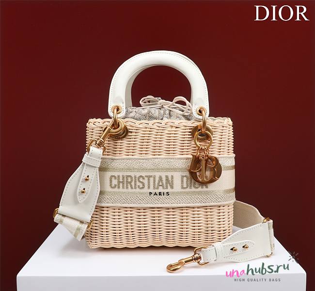 Dior lady raffia medium gray bag - 1