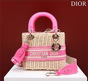 Dior lady raffia medium pink bag - 1