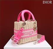 Dior lady raffia medium pink bag - 5