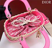 Dior lady raffia medium pink bag - 4