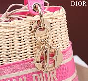 Dior lady raffia medium pink bag - 3