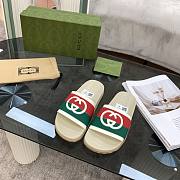 Gucci Interlocking G Web green slippers  - 2