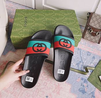 Gucci Interlocking G Web black slippers 