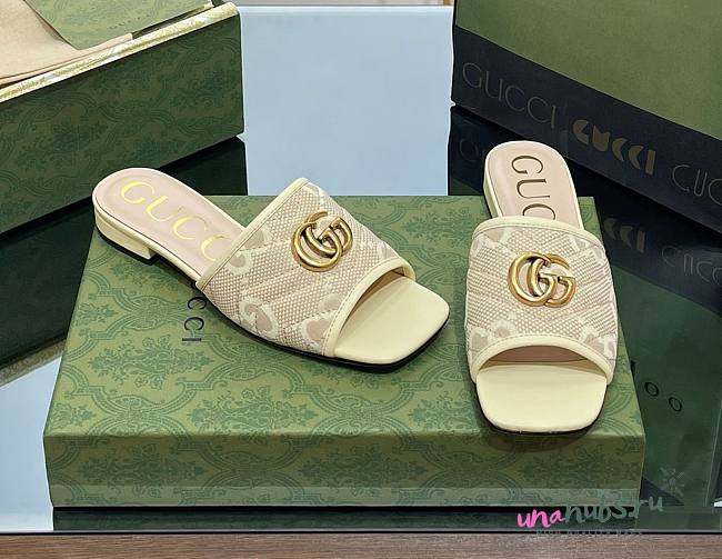 Gucci GG Yellow Canvas Sandals - 1