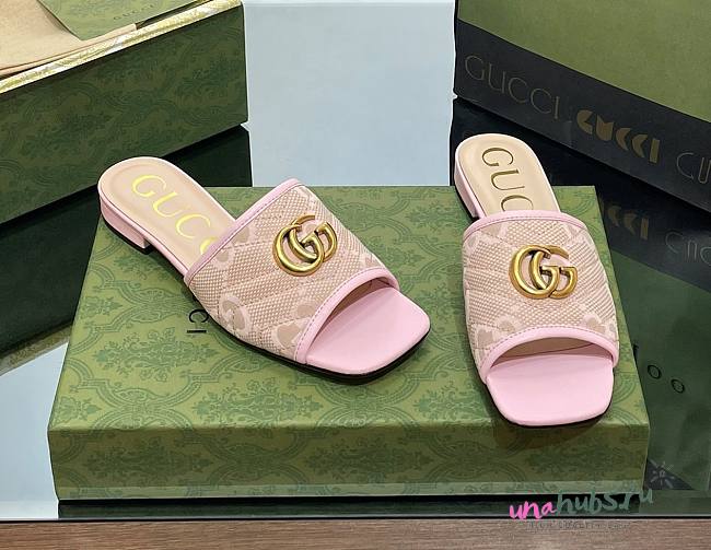 Gucci GG Pink Canvas Sandals - 1