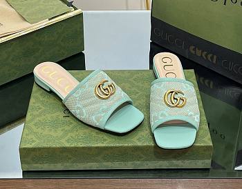 Gucci GG Green Canvas Sandals