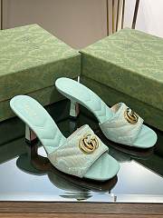 Gucci GG Green Canvas Heels - 1